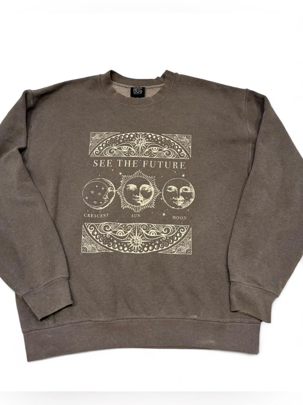 BDG Brown Crewneck Small Moon And Sun